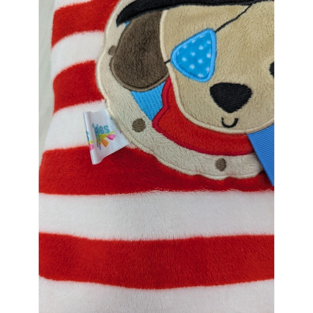 Taggies Pirate puppy dog baby blanket Red white striped 30x40